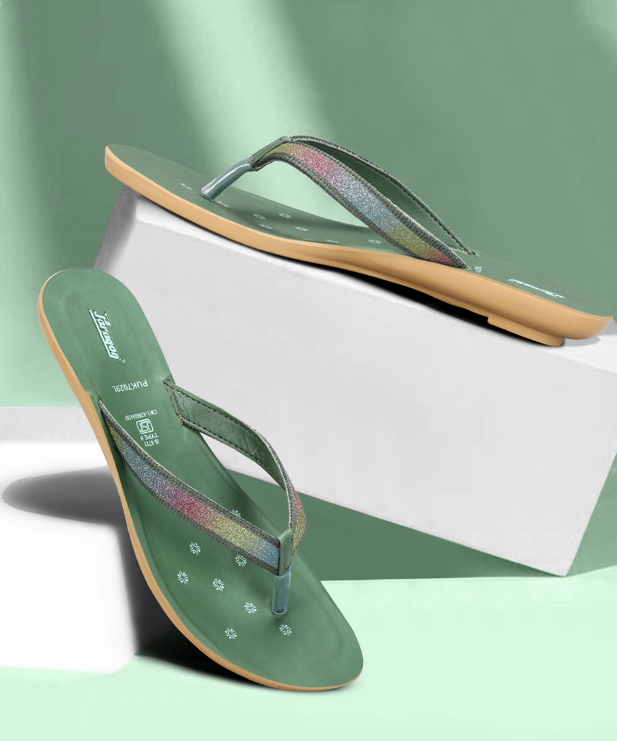 Streamline Your Day Subtle Impact Paragon Women'S Slip On Flat Green Sandals | Durable Dailywear Sandals