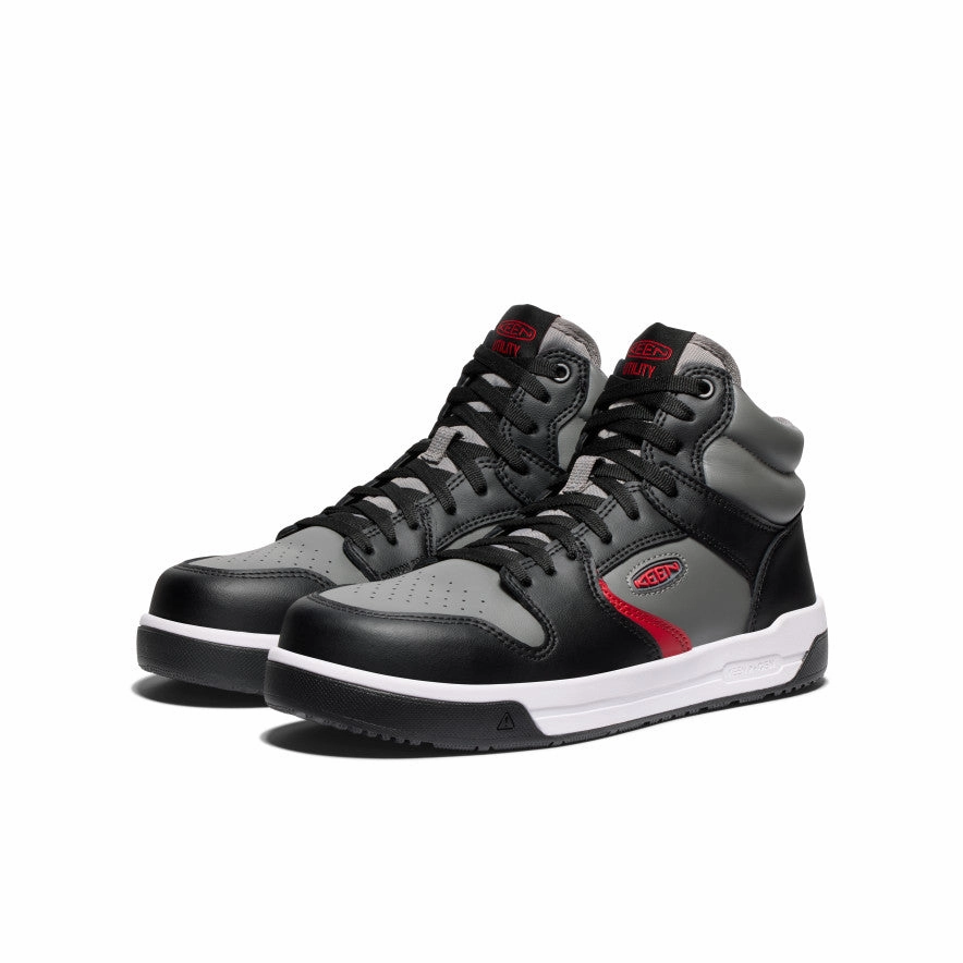 Calm In Motion Vibe-Driven Gear Men'S Overton Mid Work Shoe (Carbon Toe)  |  Steel Grey/Black