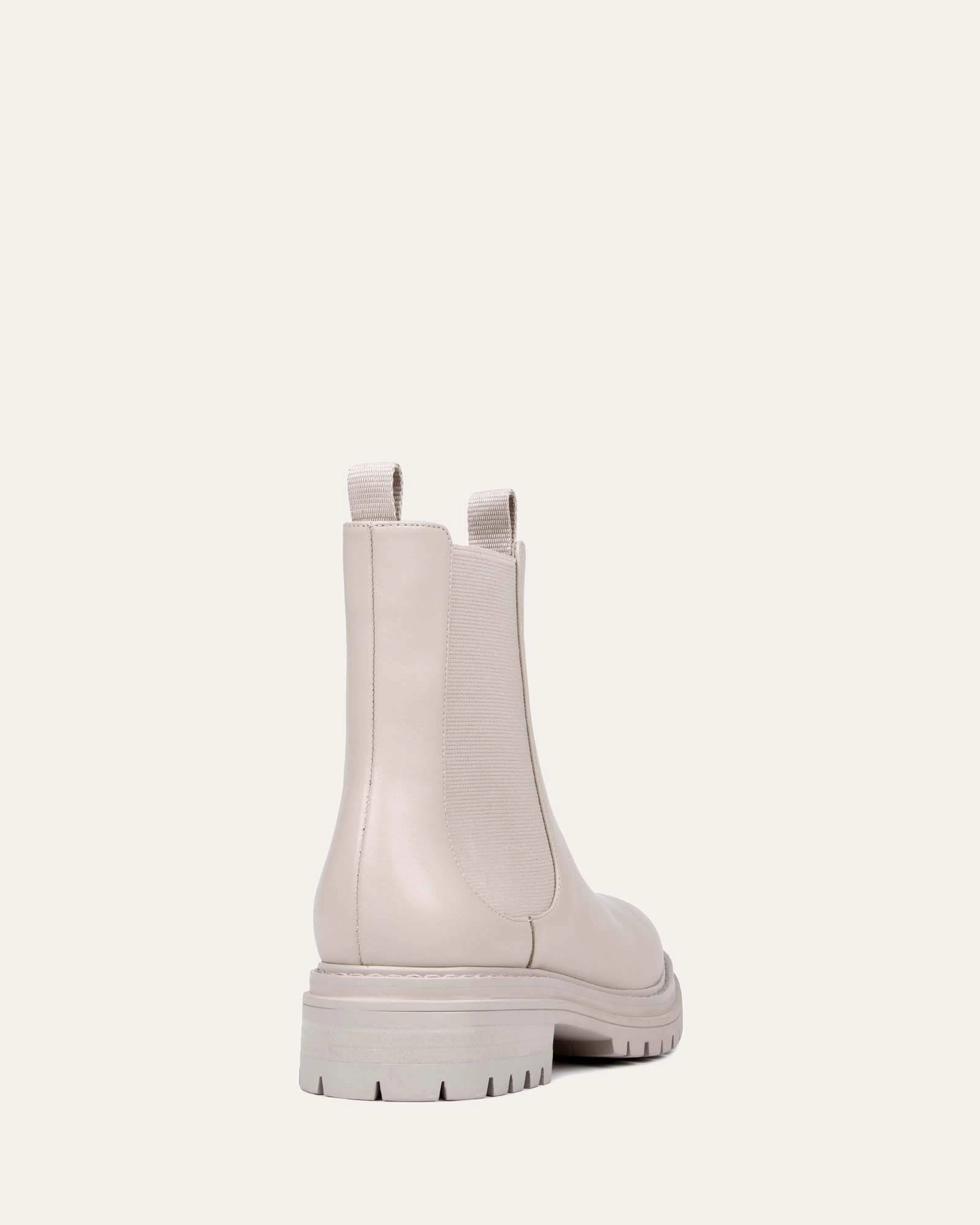 Layer Up Smart Bloom Flat Ankle Boots Bone Leather