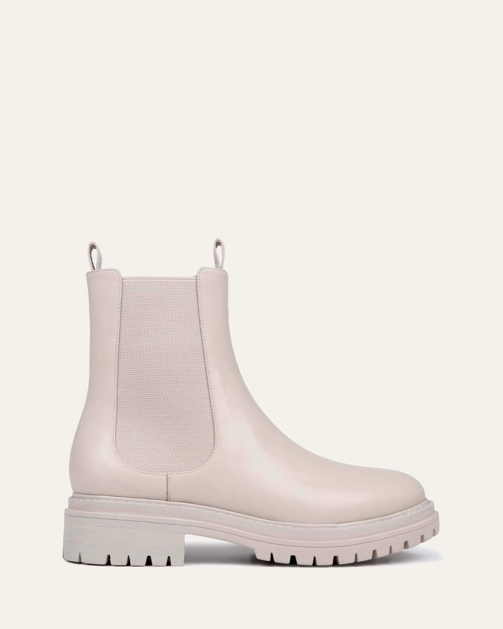 Smart And Simple Bloom Flat Ankle Boots Bone Leather