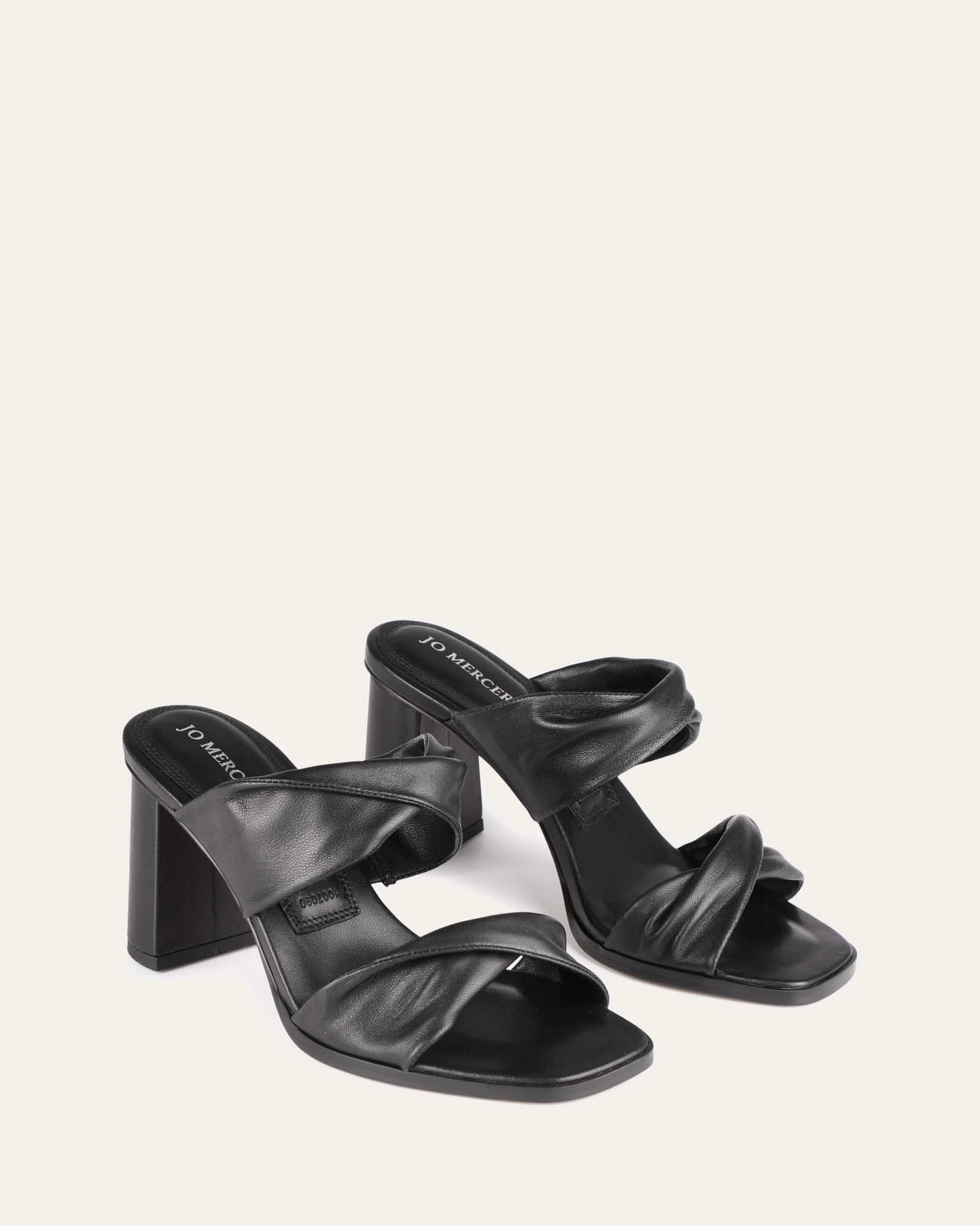 Caylie High Heel Sandals Black Leather Quiet City Style