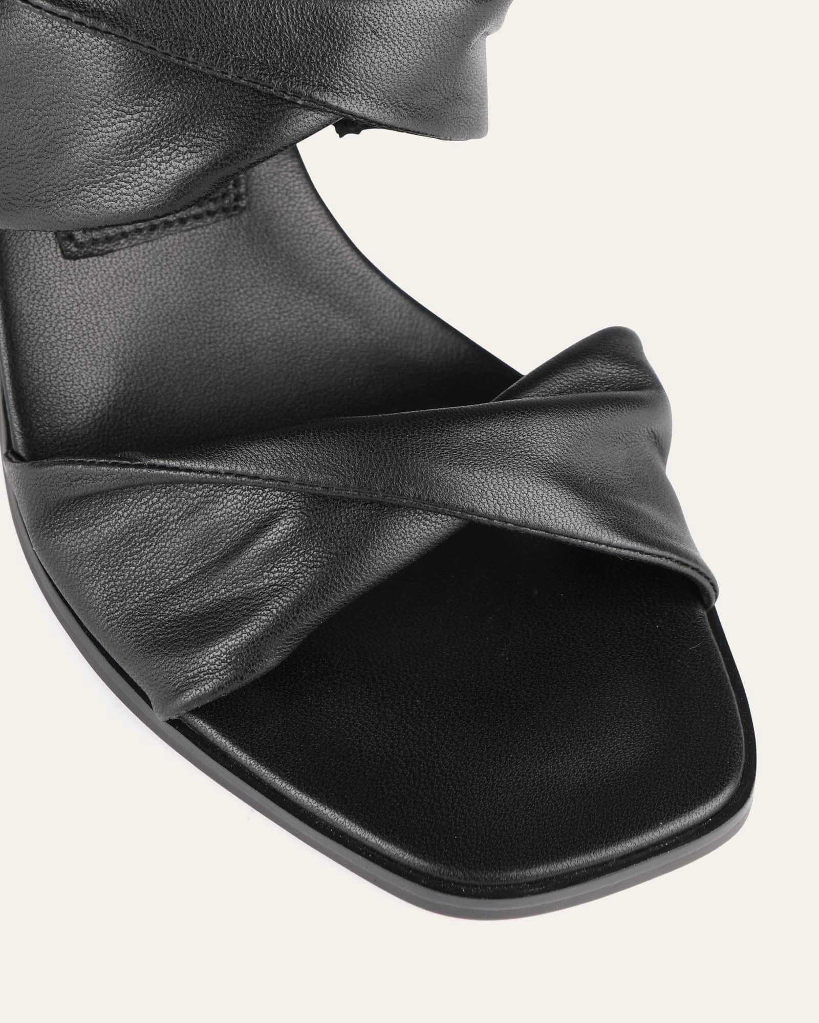 Caylie High Heel Sandals Black Leather Downtown Vibe Motion-Elevated