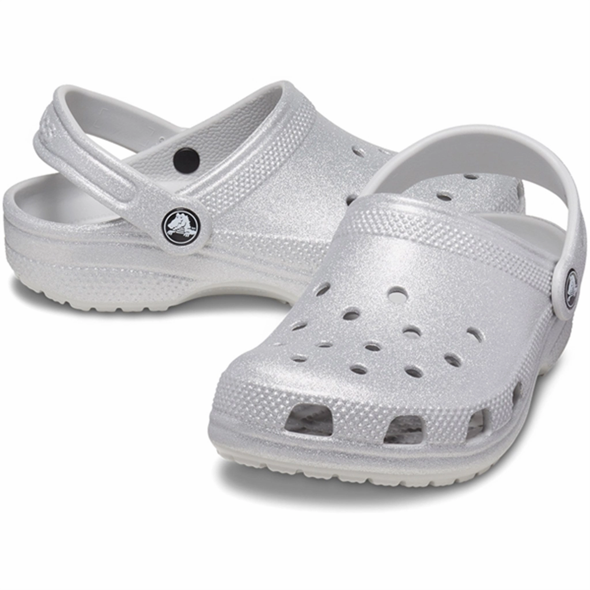 Crocs Classic Glitter Clog Silver Glitter Go-Gear Relaxed Core