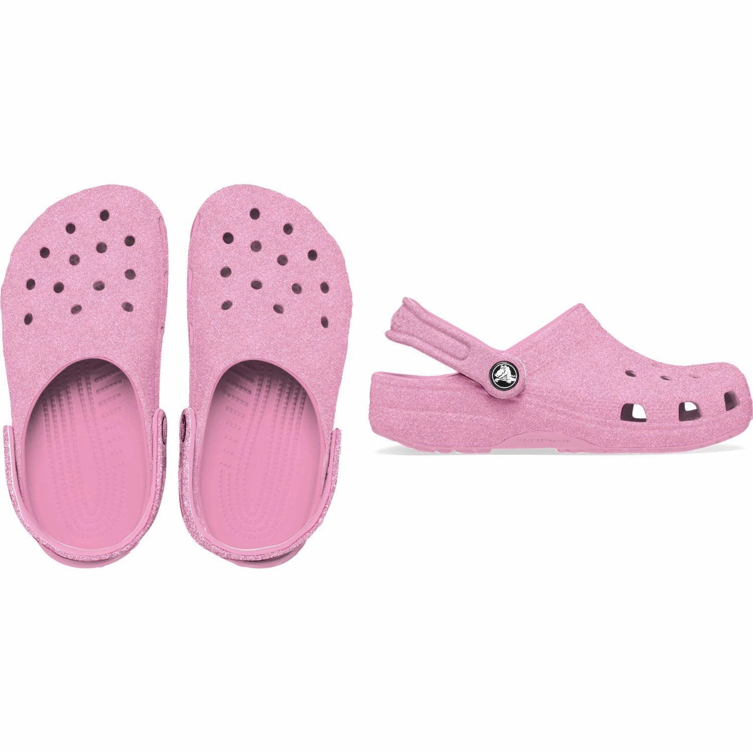 Crocs Pink Tweed Glitter Classic Glitter Clog In-Motion Look