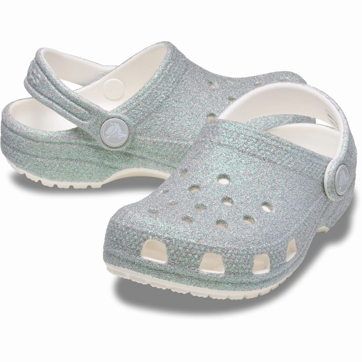 Crocs White Classic Iridescent Glitter Gloc Your Core Layer Season-Free Style