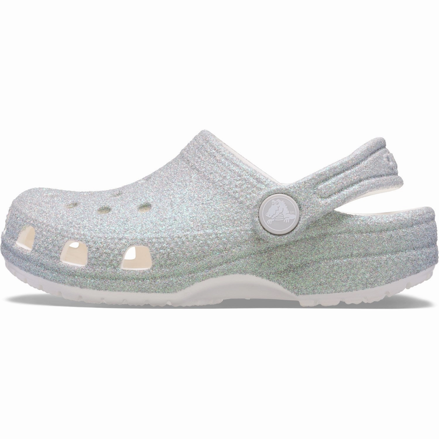 Crocs White Classic Iridescent Glitter Gloc Structured Freedom Versatile Mood