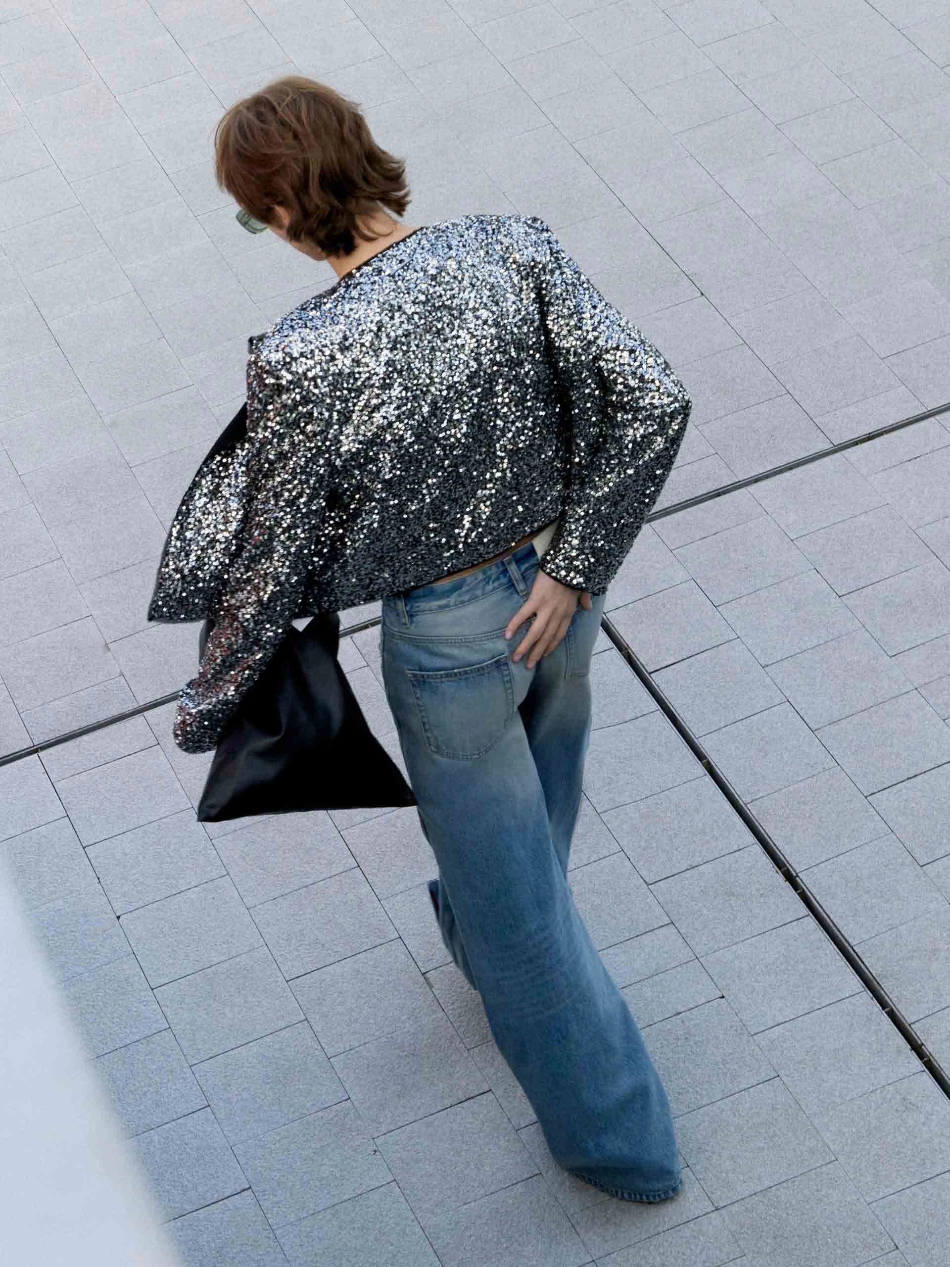 Cropped Sequin Coat