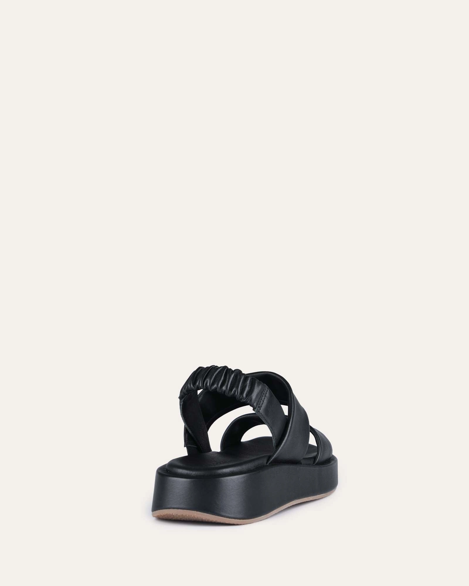 Edge And Ease Chill-Crafted Dana Flat Sandals Black Leather