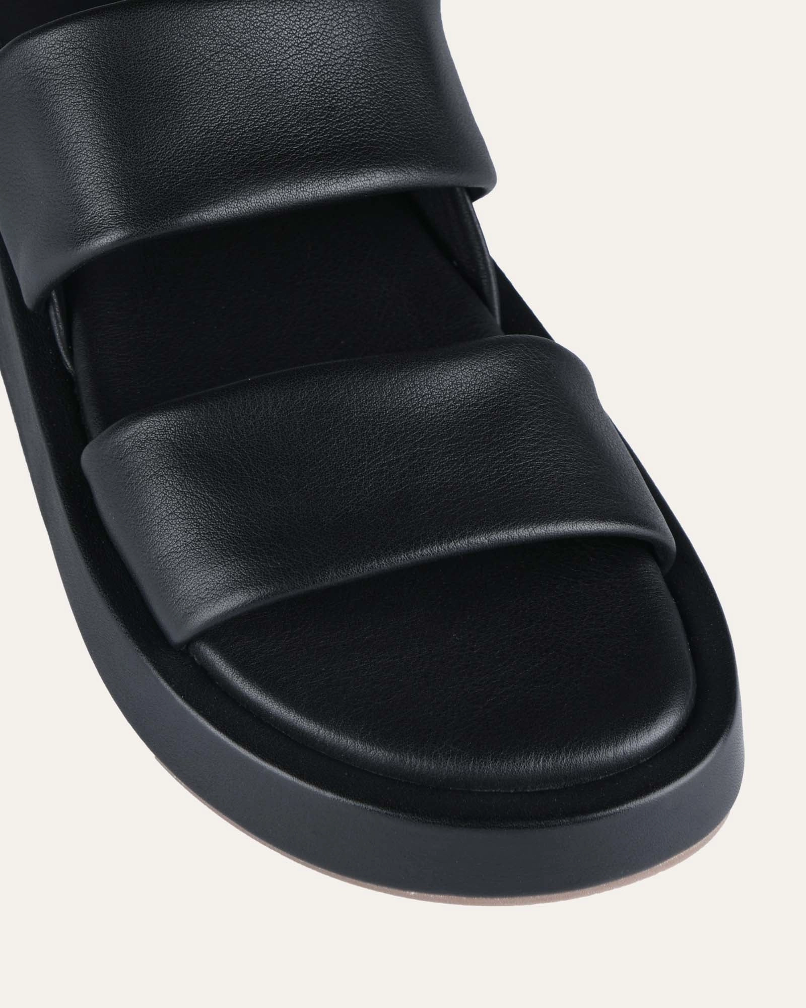 Dana Flat Sandals Black Leather Effortless Minimal