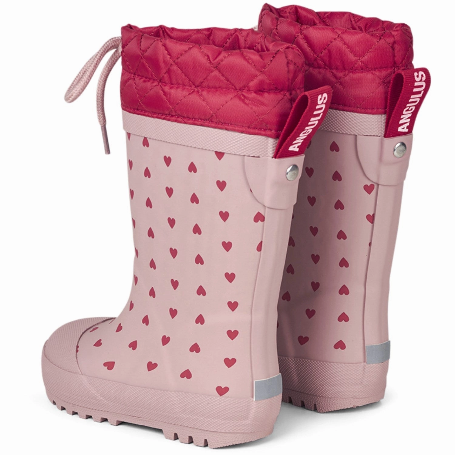 Angulus Rose Hearts/Red Rubber Boot Med Woolfor Pure Expression