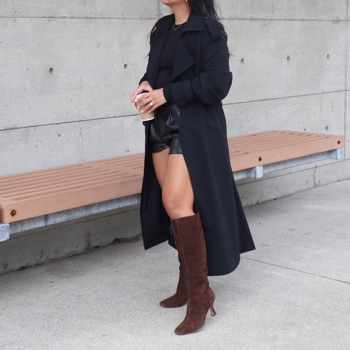 Gyra Wide Calf Boots Dk Brown Suede Fluid Lifestyle Refined Looks