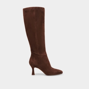 Gyra Wide Calf Boots Dk Brown Suede Smart Design Gear