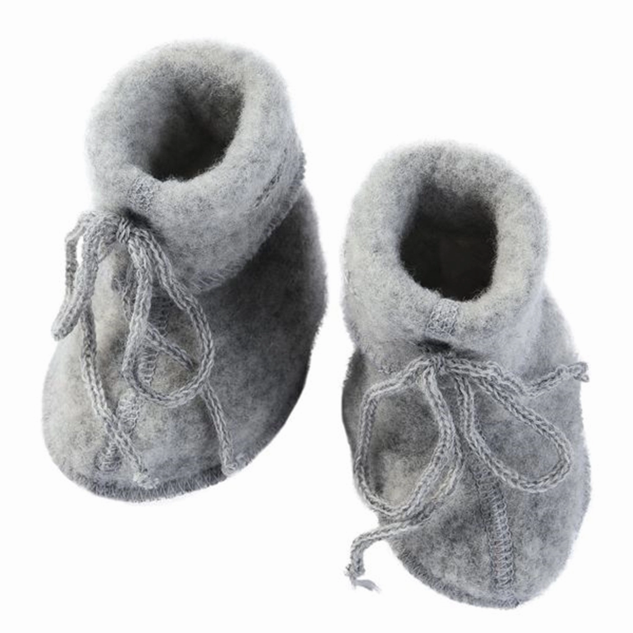Engel Baby Booties W. Ribbon Grey Melange Effortless Gear