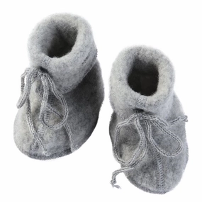Engel Baby Booties W. Ribbon Grey Melange Effortless Gear