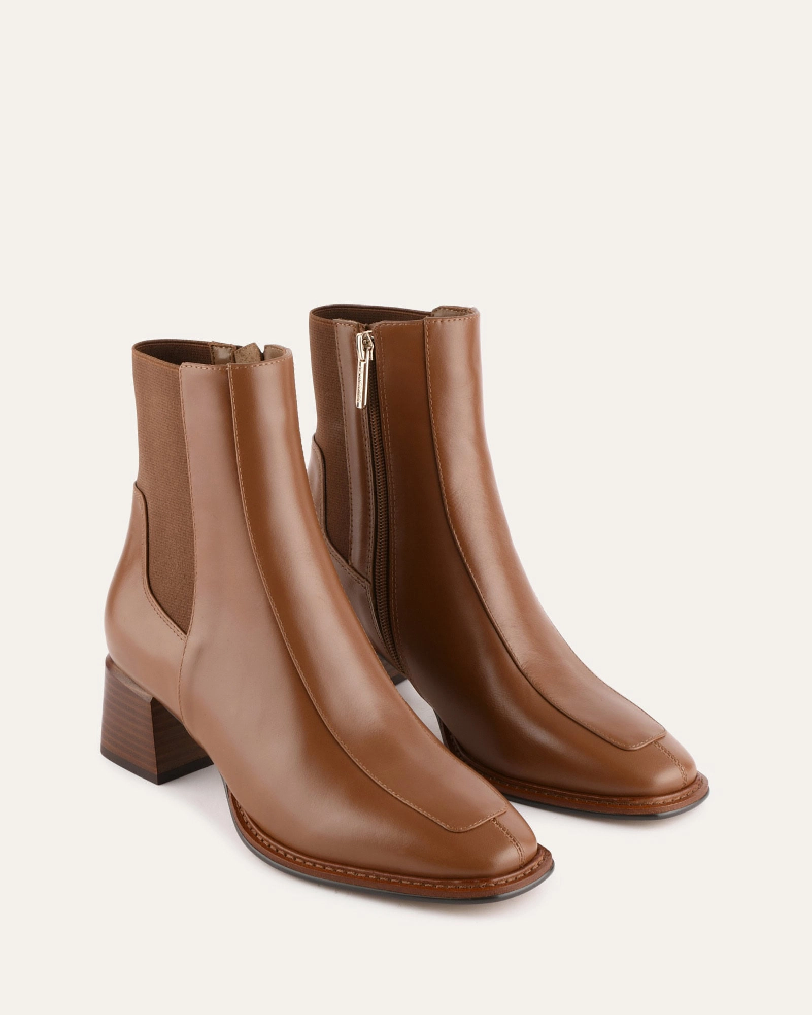 Darla Mid Ankle Boots Dark Tan Leather Clarity In Motion