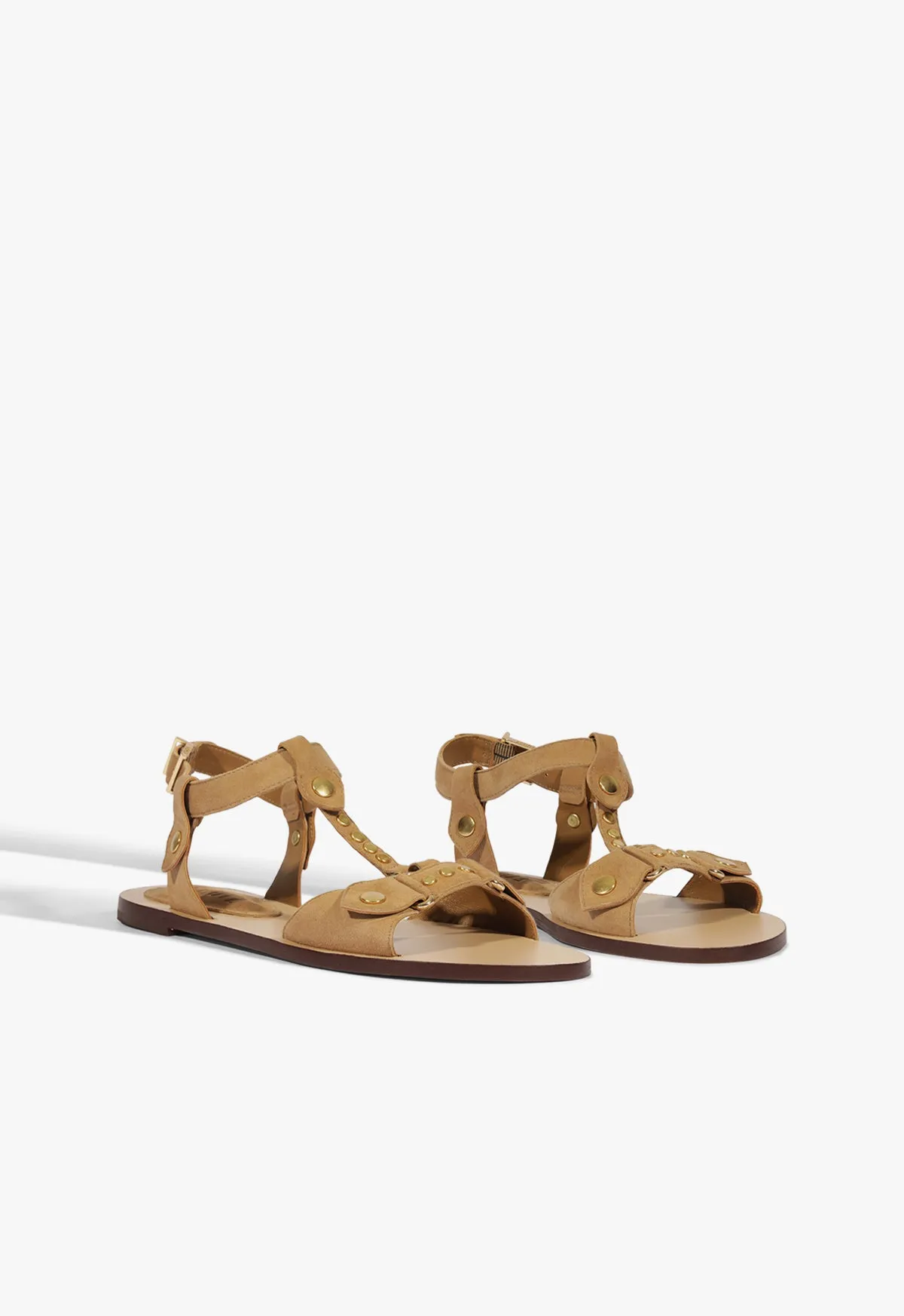 Stevie Brown Suede Flat Sandal Light-Living Go Anywhere