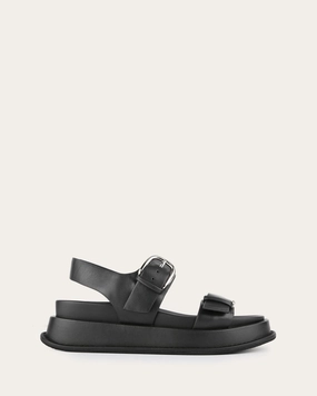 Mabel Flat Sandals Black Leather New Urbanism