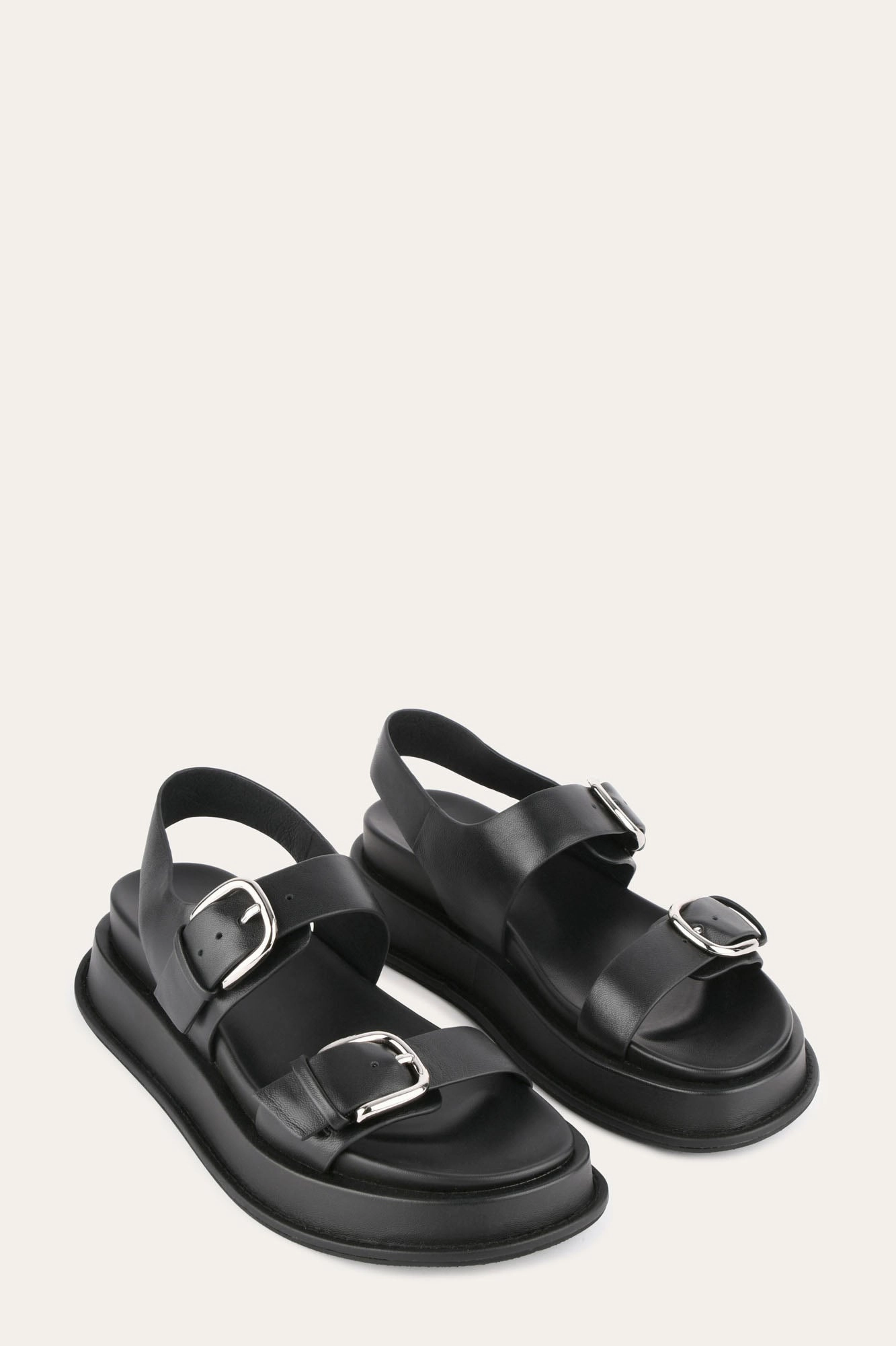 City-Flex Adaptive Gear Mabel Flat Sandals Black Leather