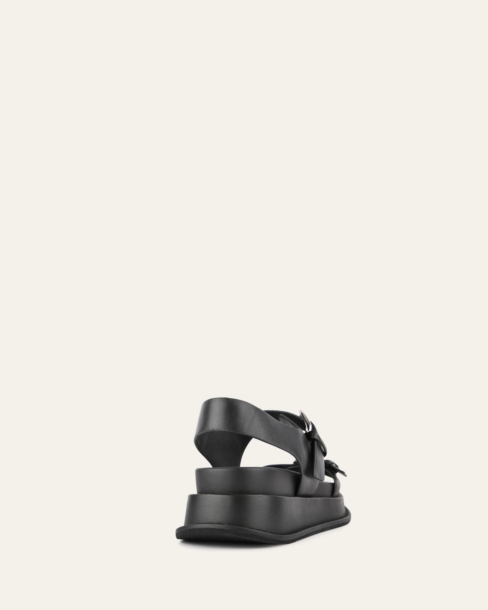 City-Ready Wear Mabel Flat Sandals Black Leather