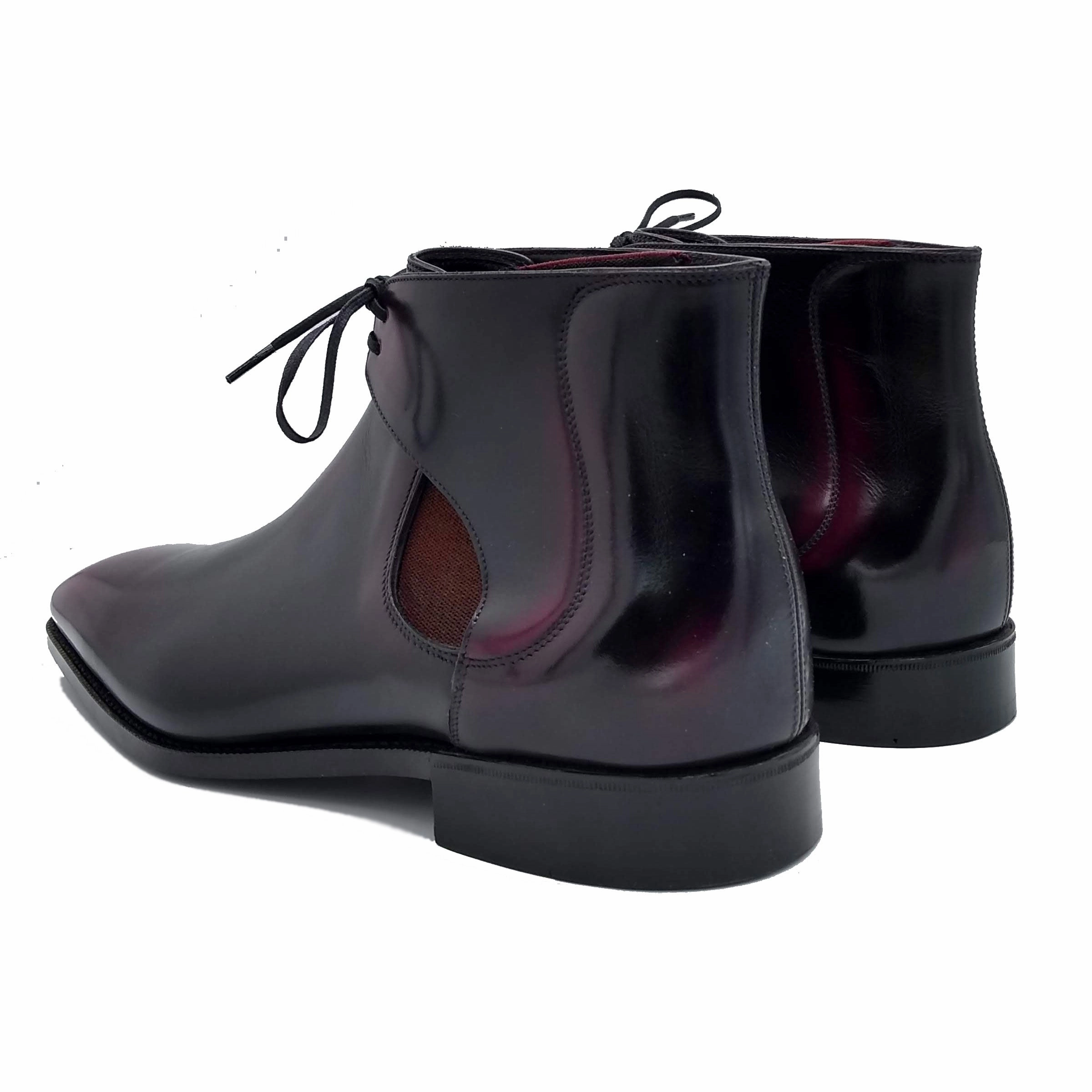 Decon Chelsea Boot - Black And Bordeaux Handmade Patina Progressive Tone