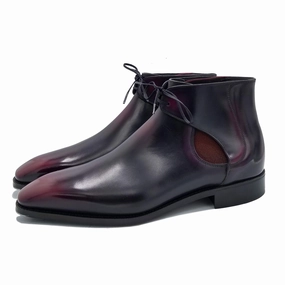 Decon Chelsea Boot - Black And Bordeaux Handmade Patina Pure Lines Soft Urban Core