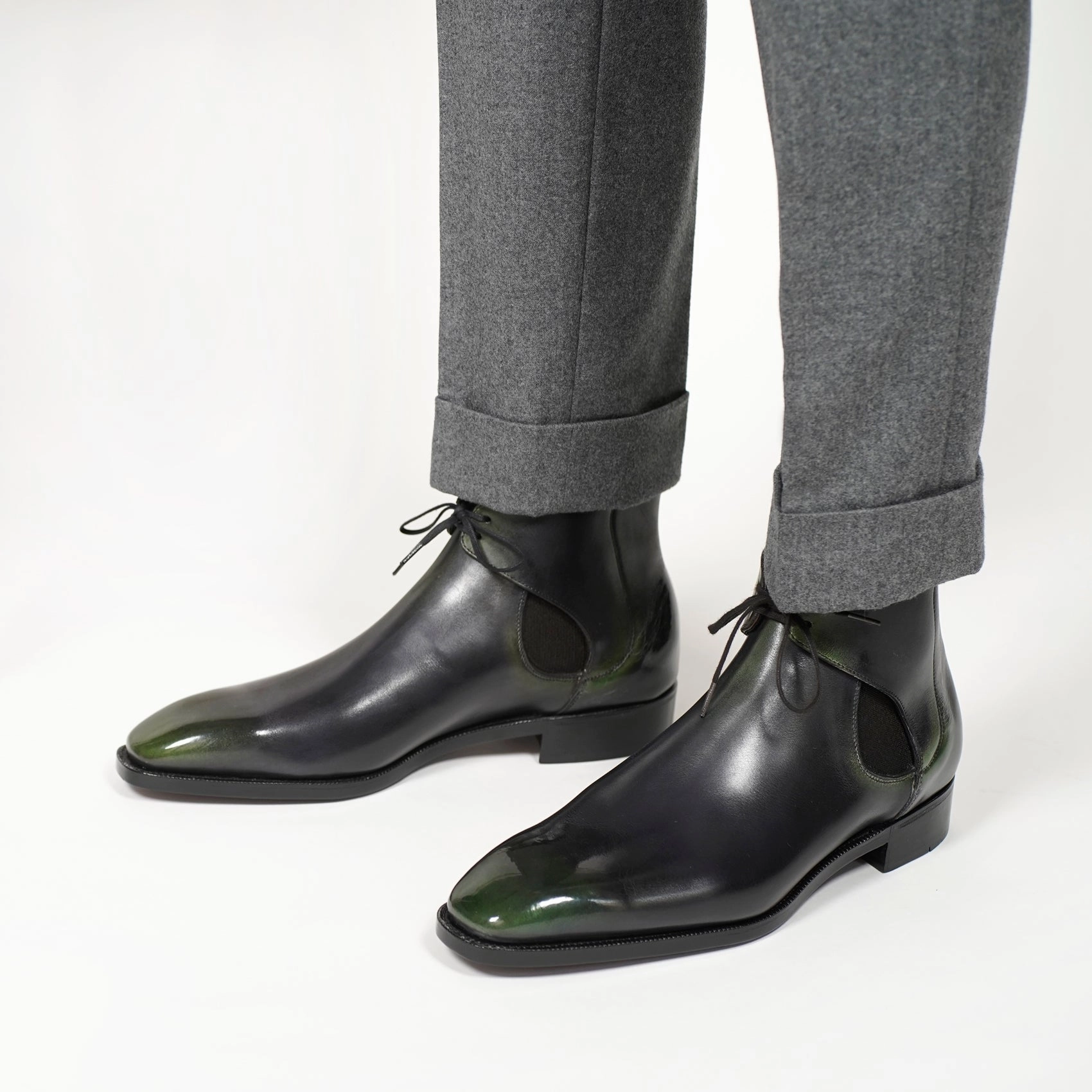 Core Aesthetic Relaxed Refinement Decon Chelsea Boot - Black Forest Handmade Patina