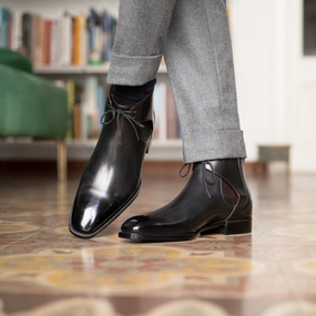 Clean Aesthetic Decon Chelsea Boot (Handmade Beveled Waist) - Onyx Box Calf Leather