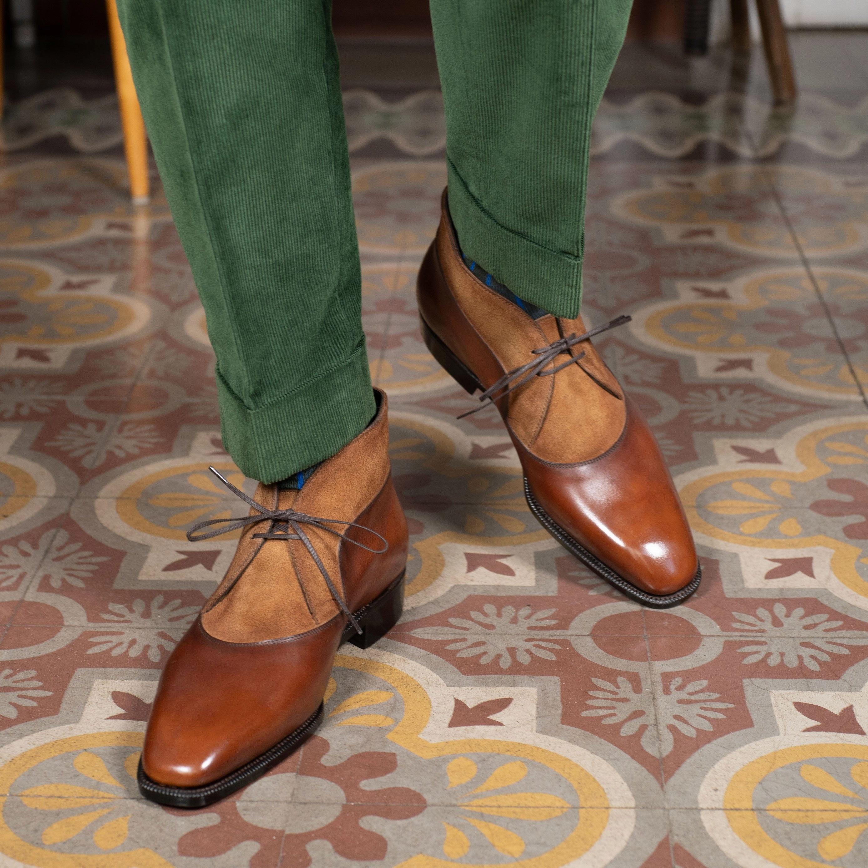 Smart Casual Core Decon Chukka Boot - Cognac Handmade Patina