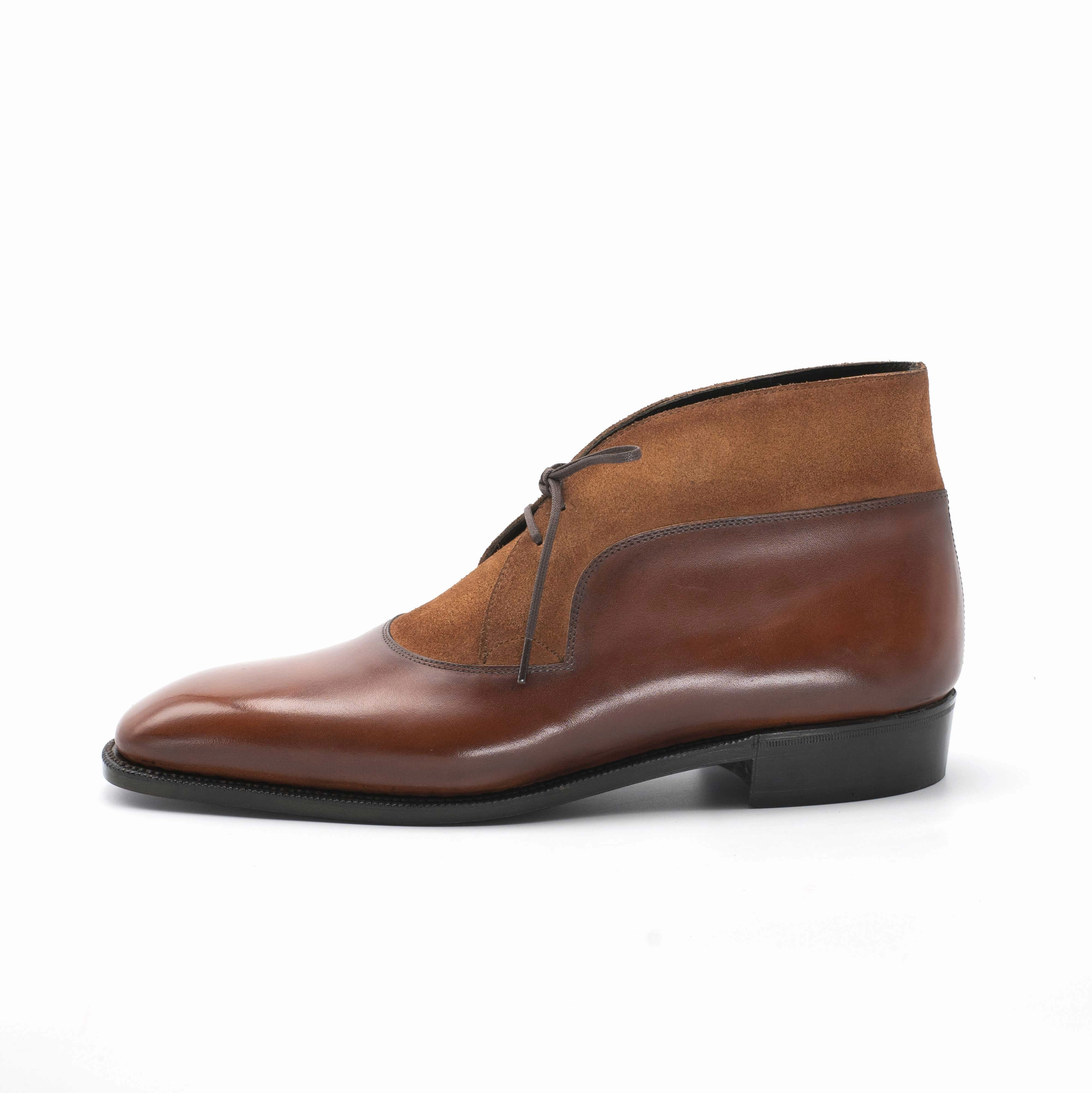 Comfort Refined Rhythm-Based Wear Decon Chukka Boot - Cognac Handmade Patina
