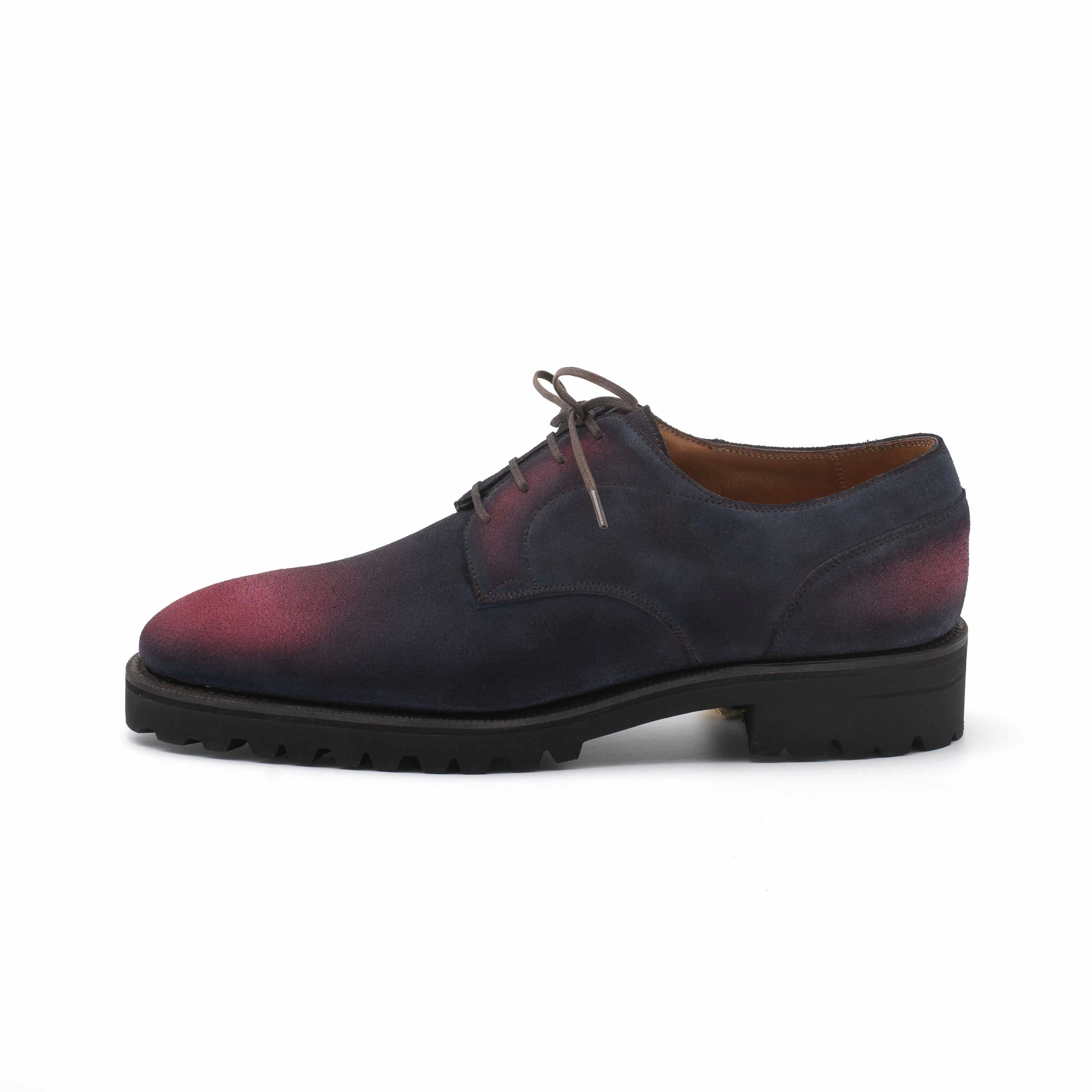 Purpose-Ready Functional Ease Derby Simple Shoe - Black & Bordeaux Patina On Suede