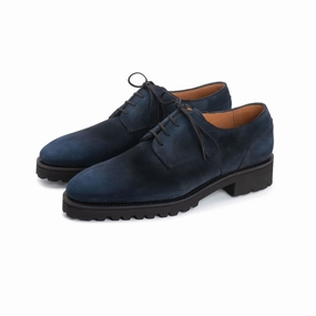 Derby Simple Shoe - Midnight Blue Patina On Suede Design-Led
