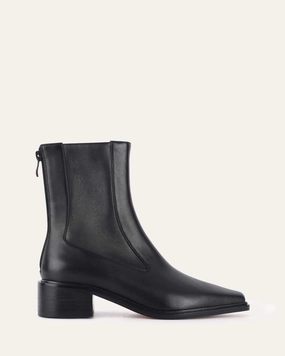Olympia Flat Ankle Boots Black Leather Modern Tone