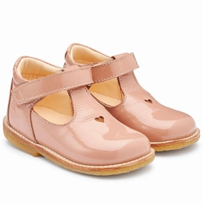 Angulus Mary Janes W. Heart And Velcro Dark Peach Street Clarity