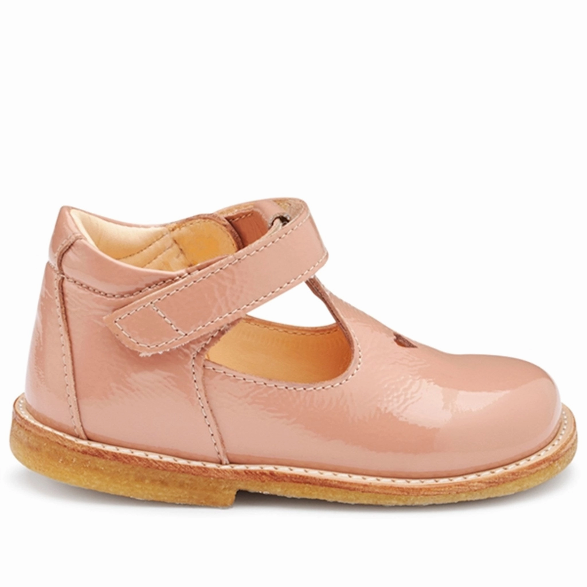 Angulus Mary Janes W. Heart And Velcro Dark Peach Quiet Statement