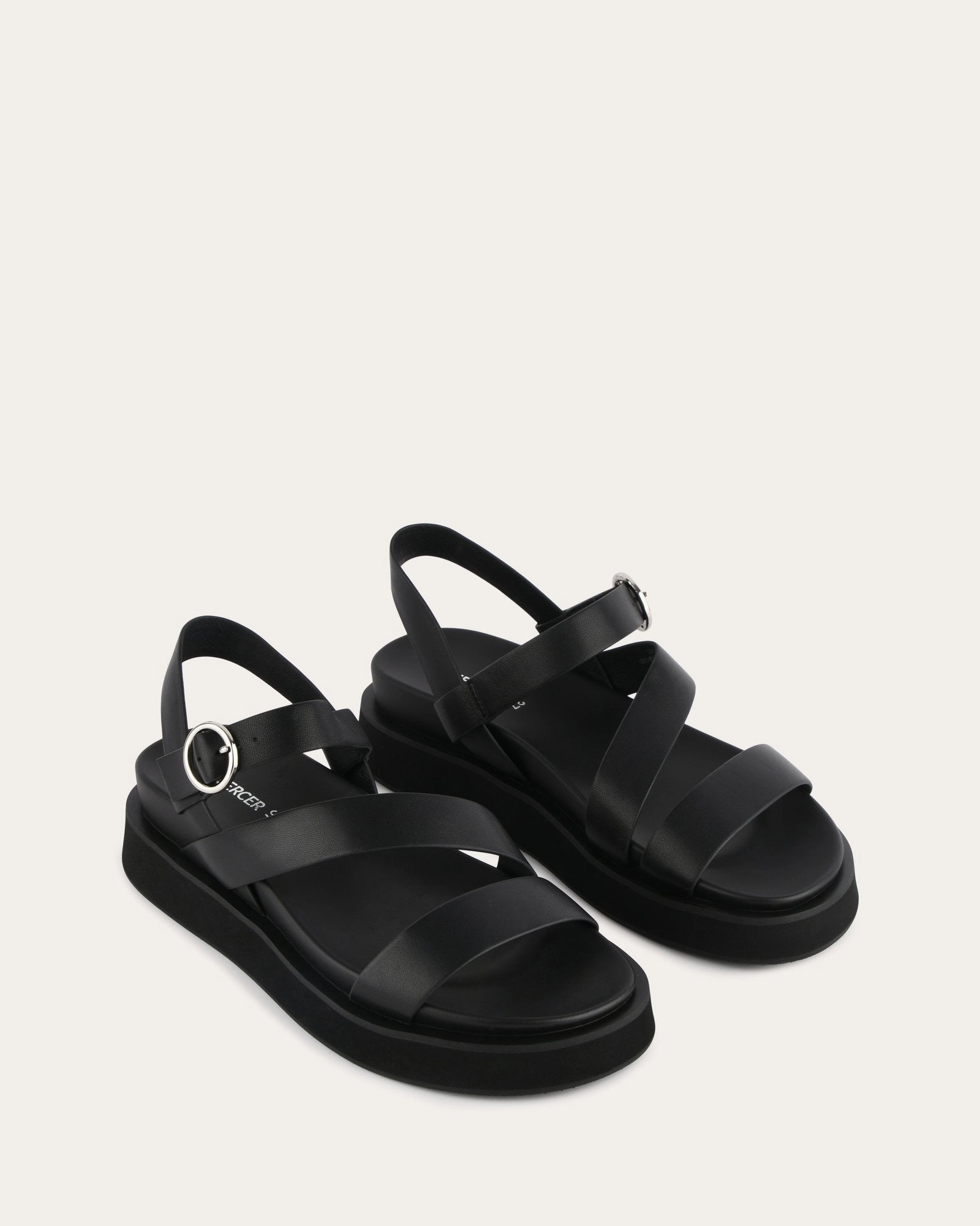 Go Further Marais Flat Sandals Black Leather