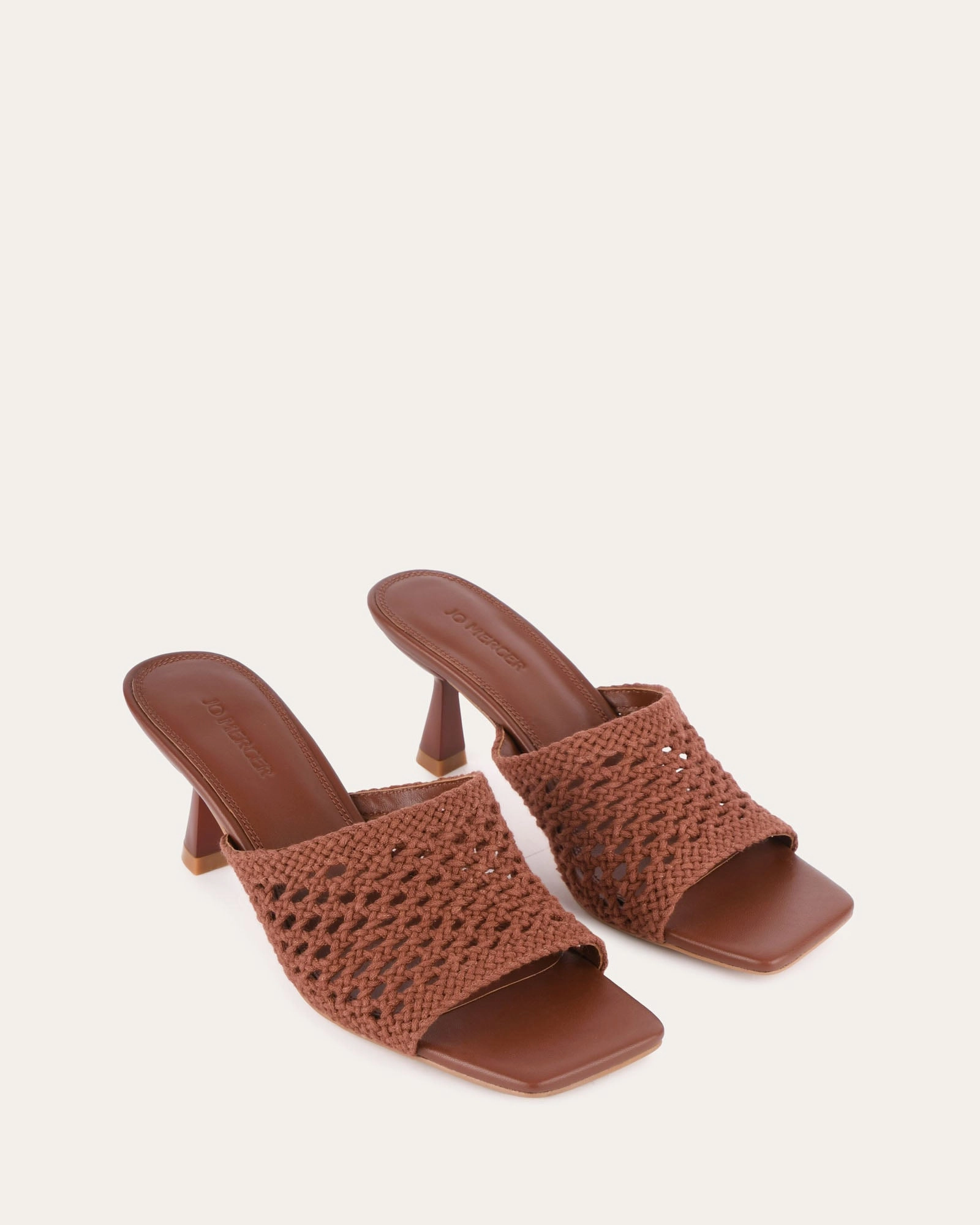 Streamline Your Day Built For Pace Jordyn Mid Heel Sandals Cognac Textile