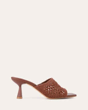Daily Balance Jordyn Mid Heel Sandals Cognac Textile
