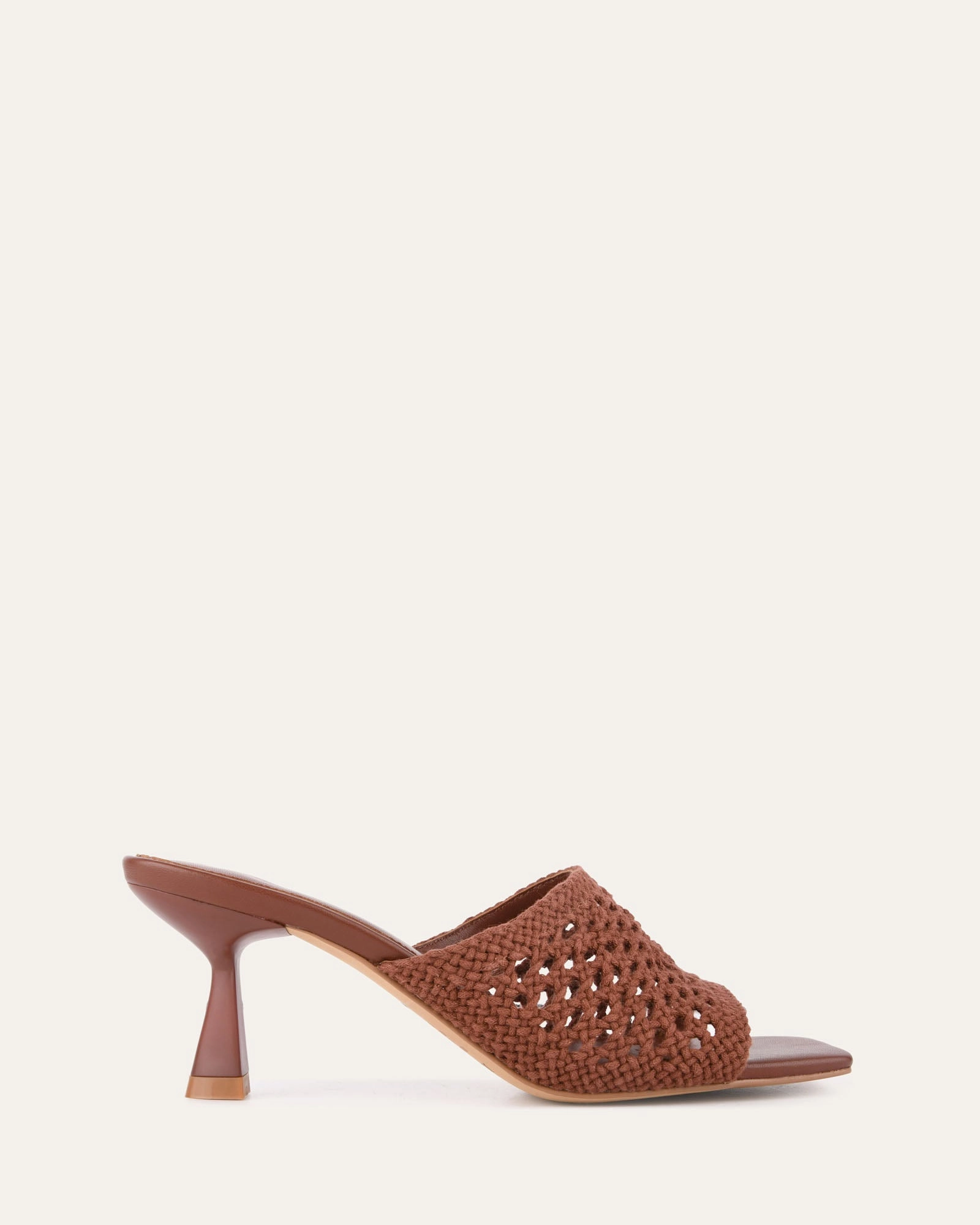 Everyday Uniform Jordyn Mid Heel Sandals Cognac Textile