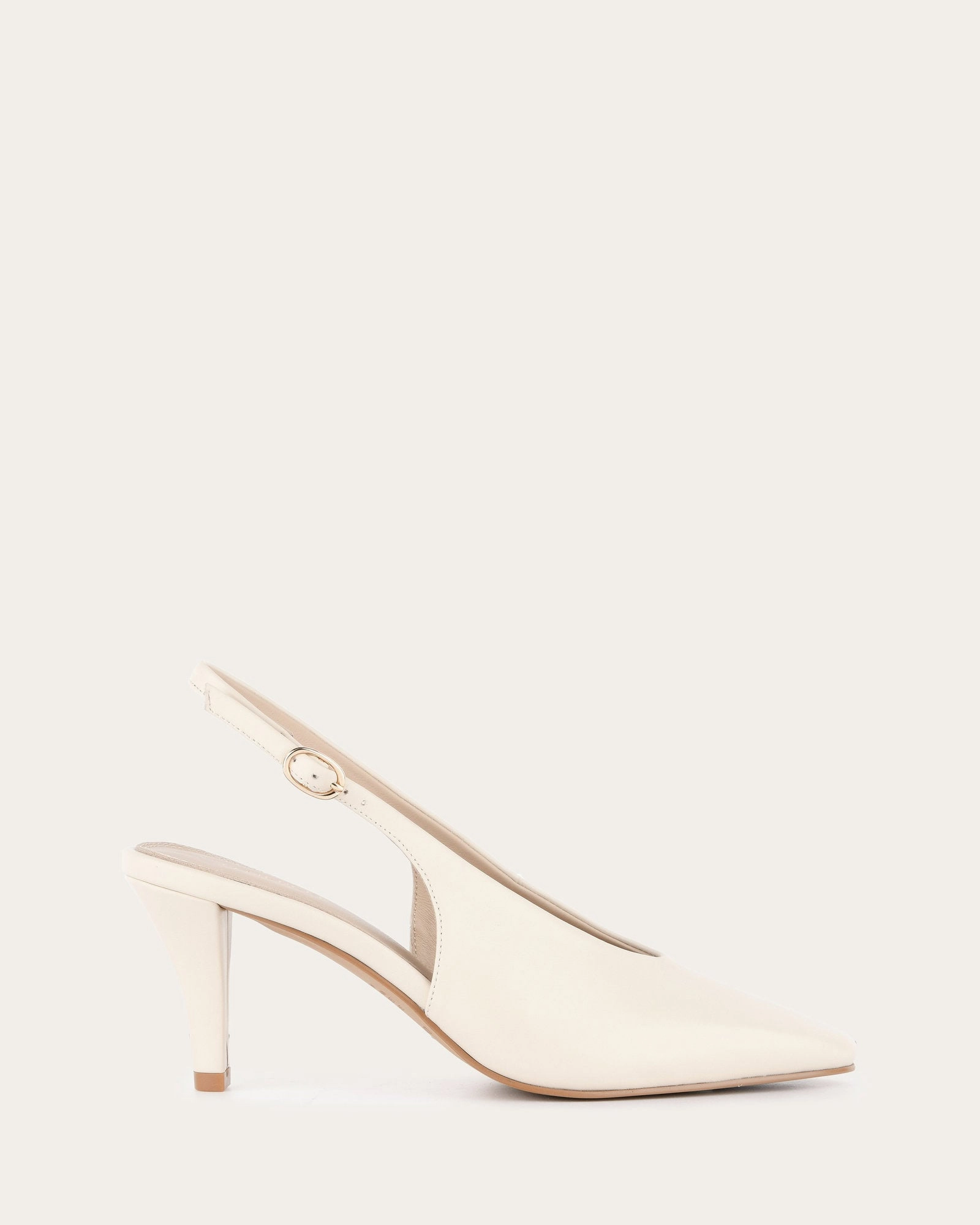 Move And Live Justine Mid Heel Off White Leather
