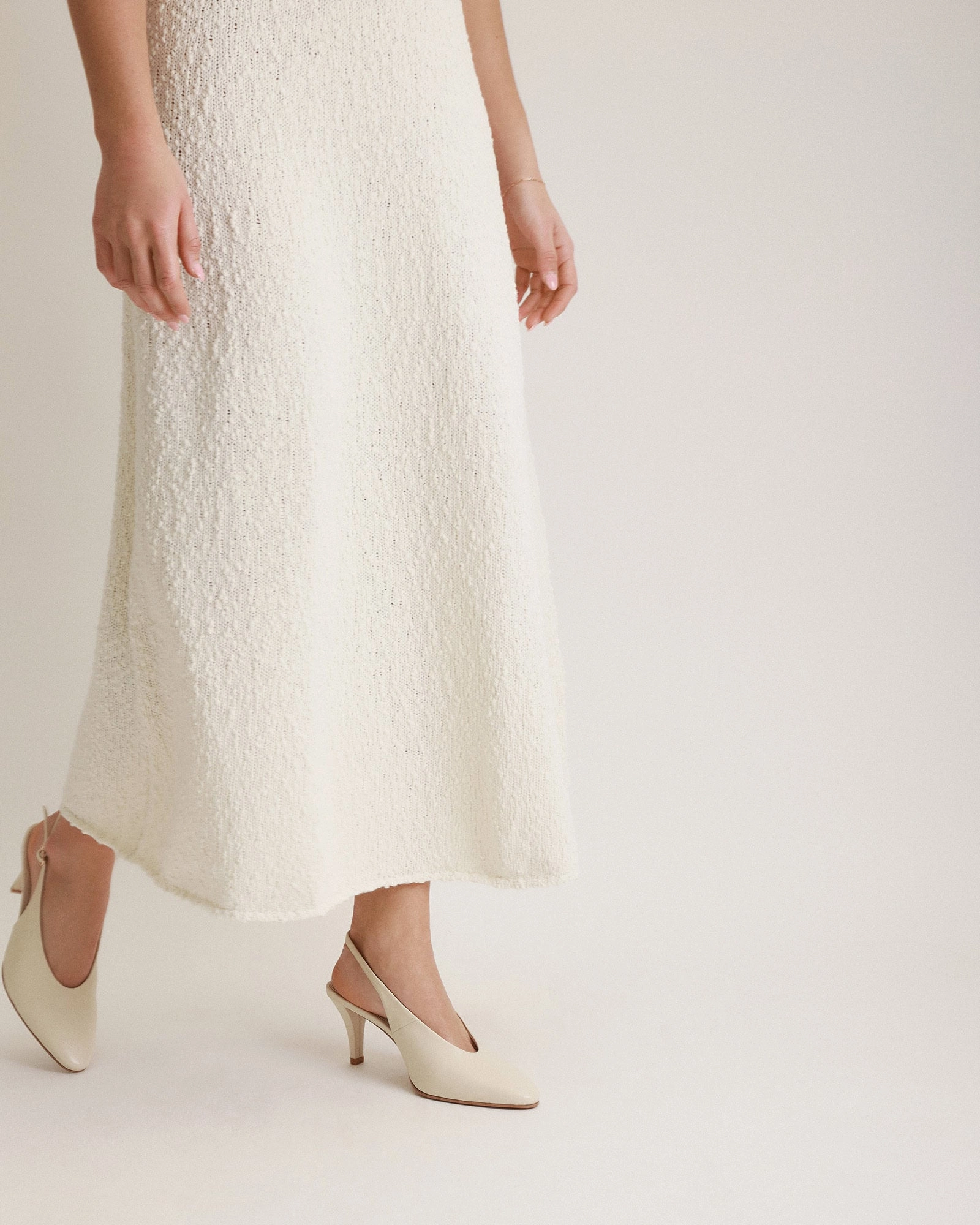 Shift Gear Justine Mid Heel Off White Leather