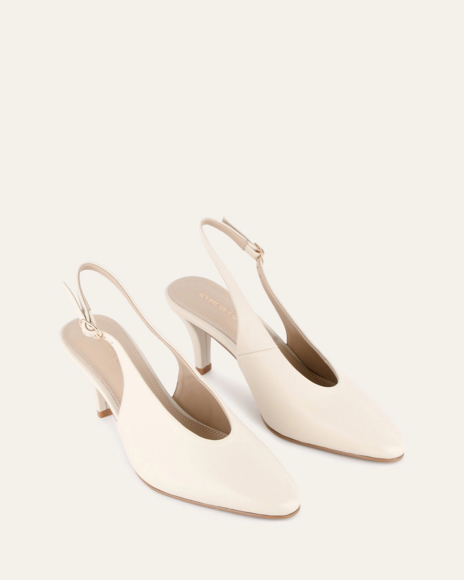 Justine Mid Heel Off White Leather Modern Tone Minimal Design