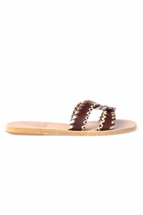 Desmos Stitch Slide Sandals In Chestnut Versatile Pulse