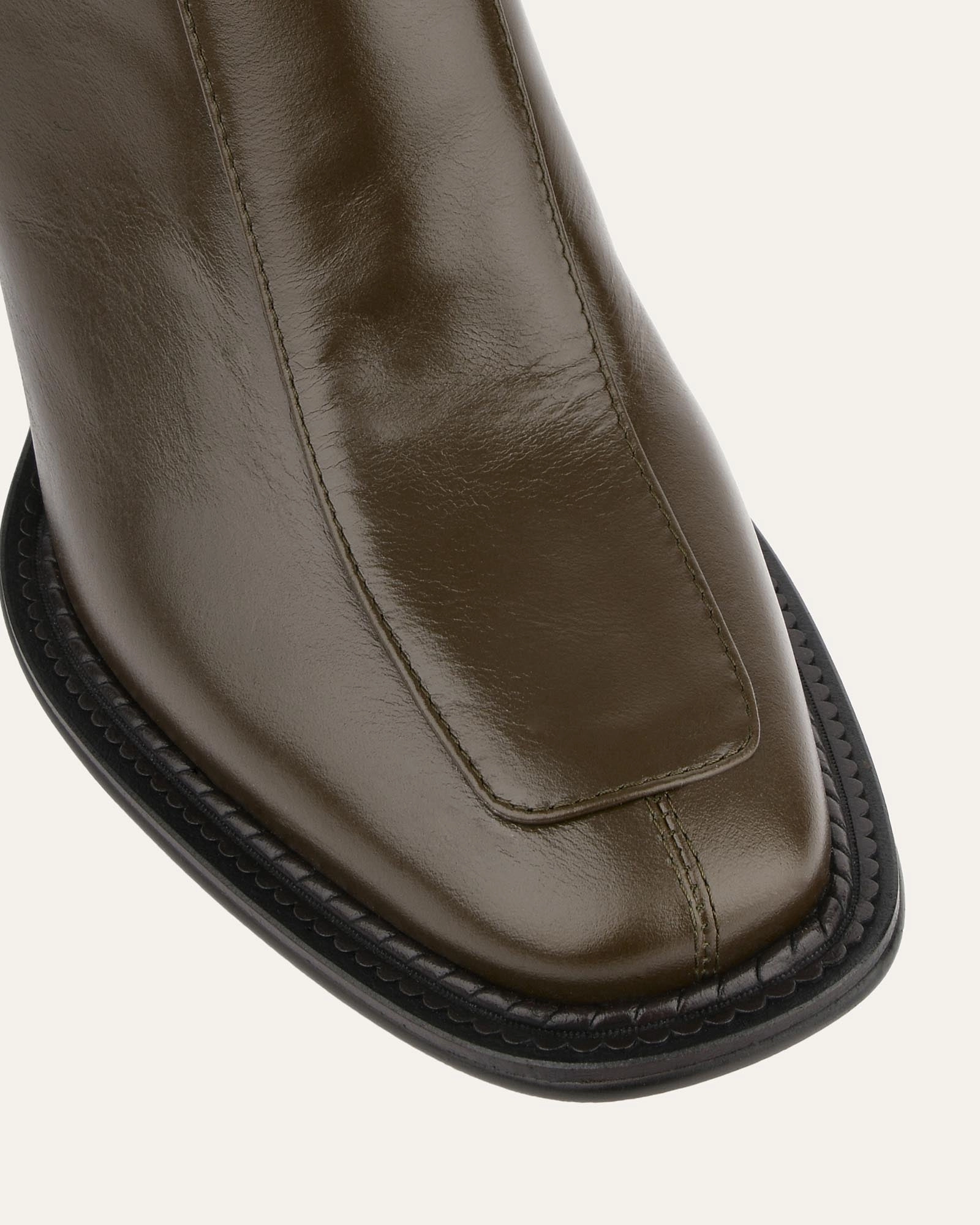 Wear Reimagined Devina Mid Ankle Boots Dark Olive Leather