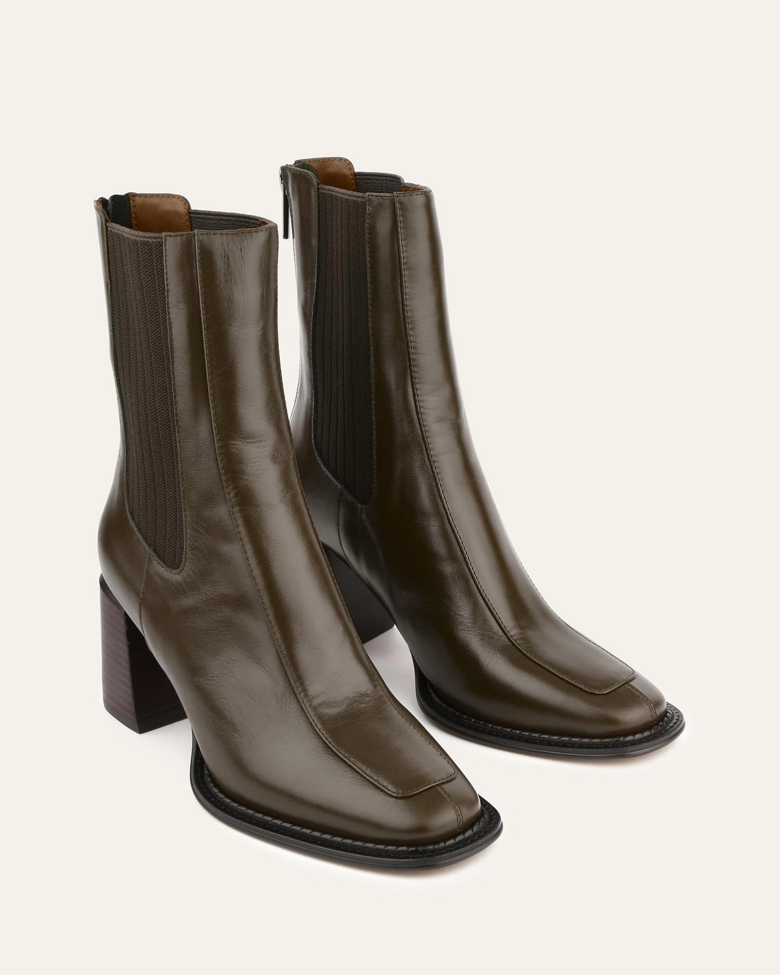 Unisex Energy Designed For Lifestyle Devina Mid Ankle Boots Dark Olive Leather