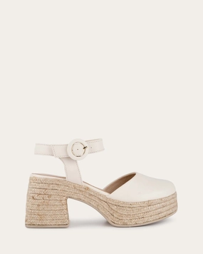 Dina High Heel Espadrilles Off White Leather Authentic Motion Light Motion Gear