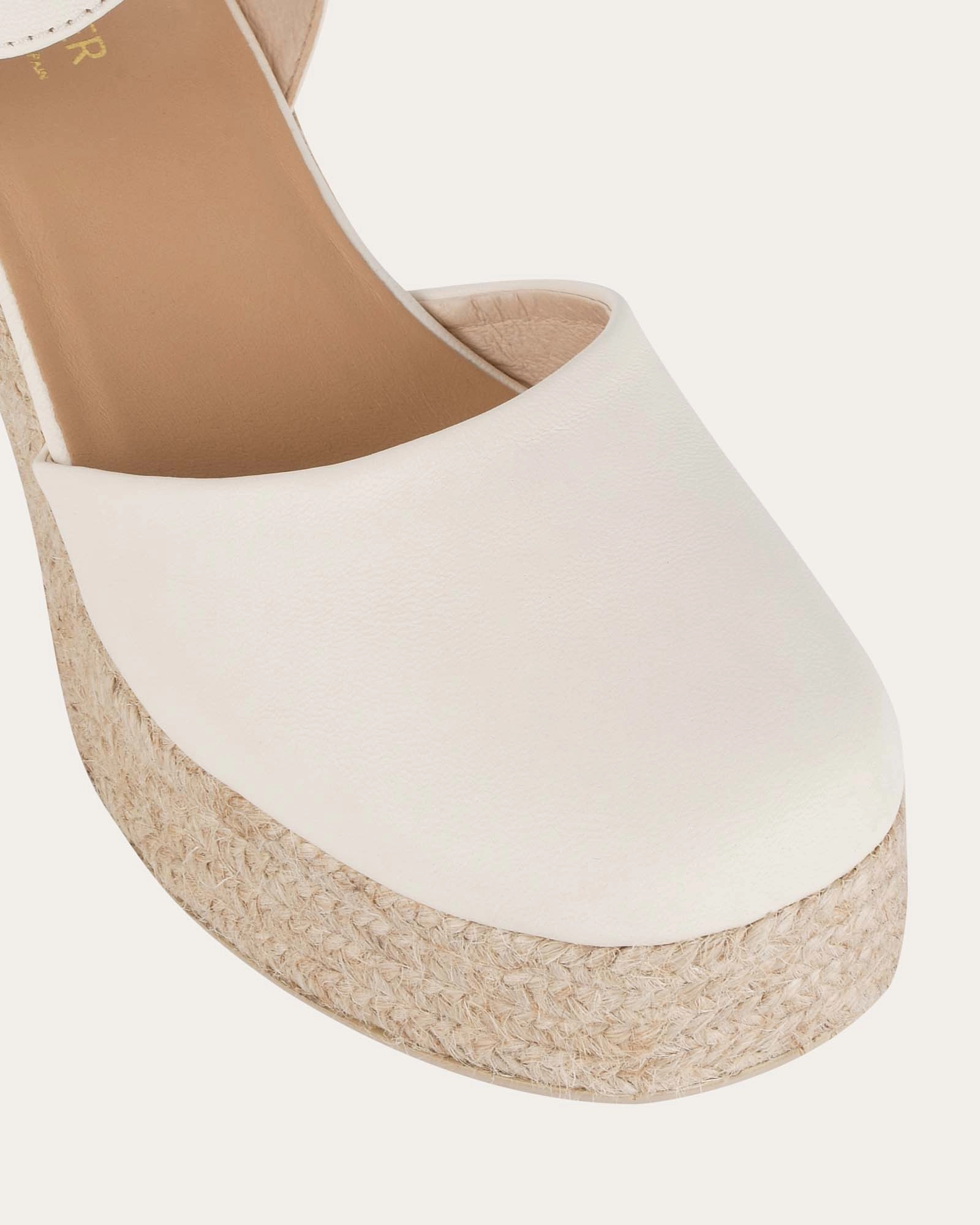 Move-Ready Looks Motion-Driven Wear Dina High Heel Espadrilles Off White Leather