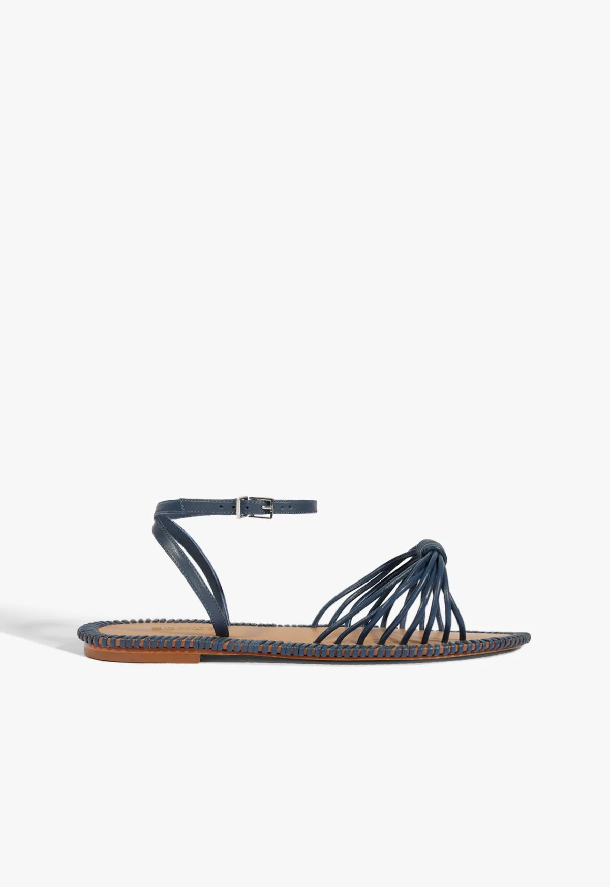 Livia Blue Leather Flat Sandal Reimagined Comfort