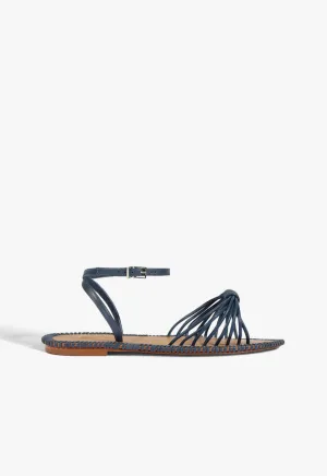 Livia Blue Leather Flat Sandal Reimagined Comfort
