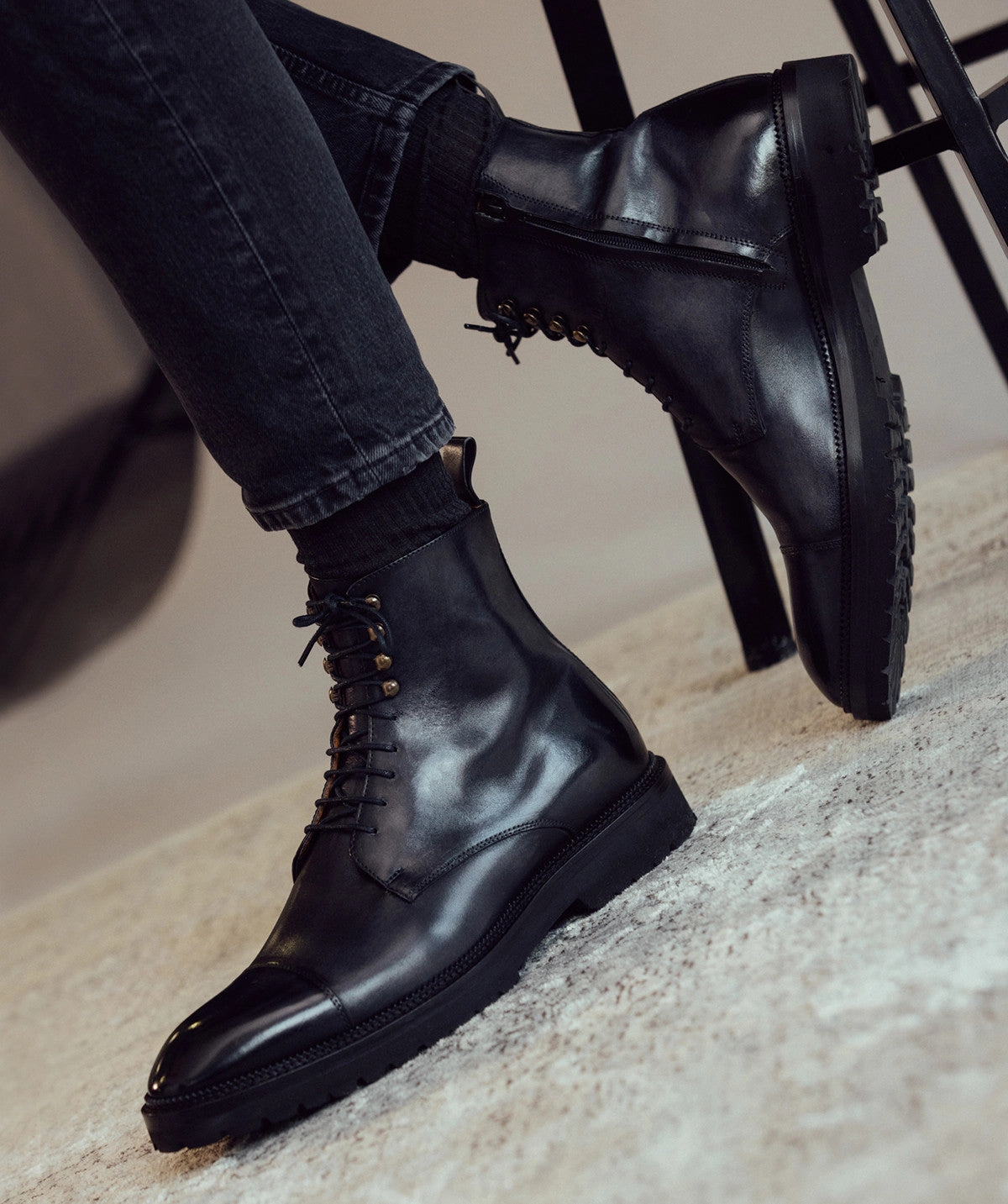 Alessandro Patina Grey Ankle Boots Clean Profile