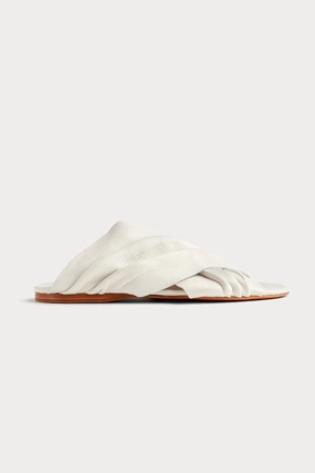 Clean Direction Leather Sandal Slide In Bianco